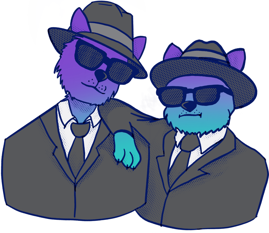 Two cats in hats and sunglasses, the TopMusic blues brothers